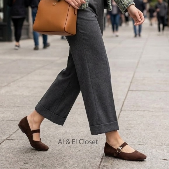 DV by Dolce Vita Shoes - DV by Dolce Vita Mauryce Brown Faux Suede Mary Jane Flats Gold Buckle Size 8 NWT
